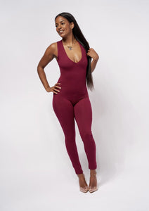 Burgundy Sleeveless Jumpsuit