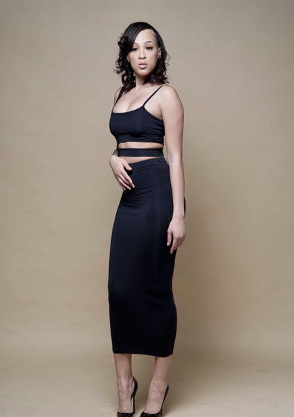 Two Piece Black Skirt Set