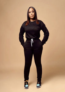 Black Sweatshirt Pant Set